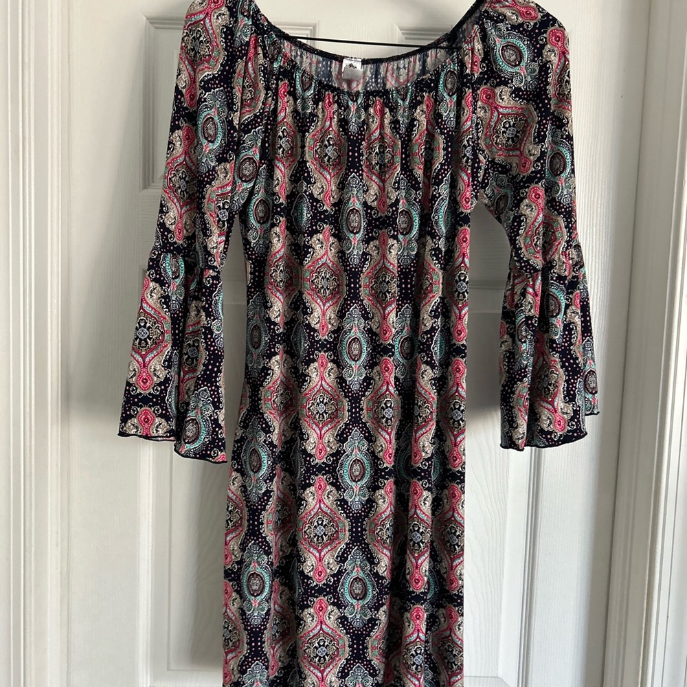 Honeyme Multicolor Paisley Long Sleeve Dress